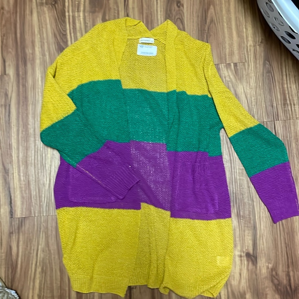 Mardi Gras cardigan- never worn